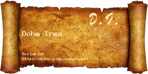 Dohm Irma névjegykártya